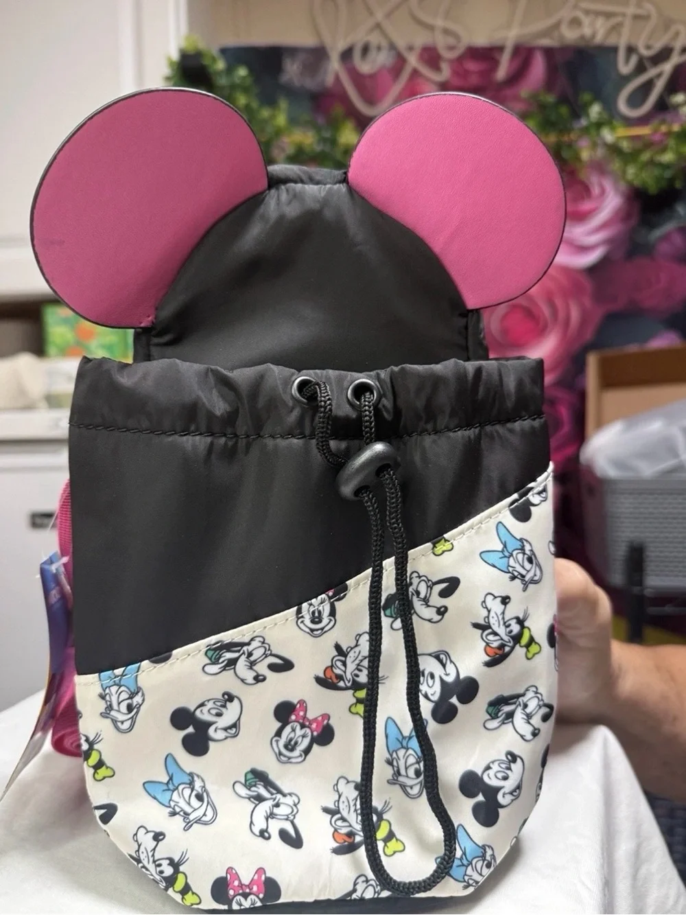 Disney Mickey Mouse Small Black crossbody/cup holder w/Iridescent Ears